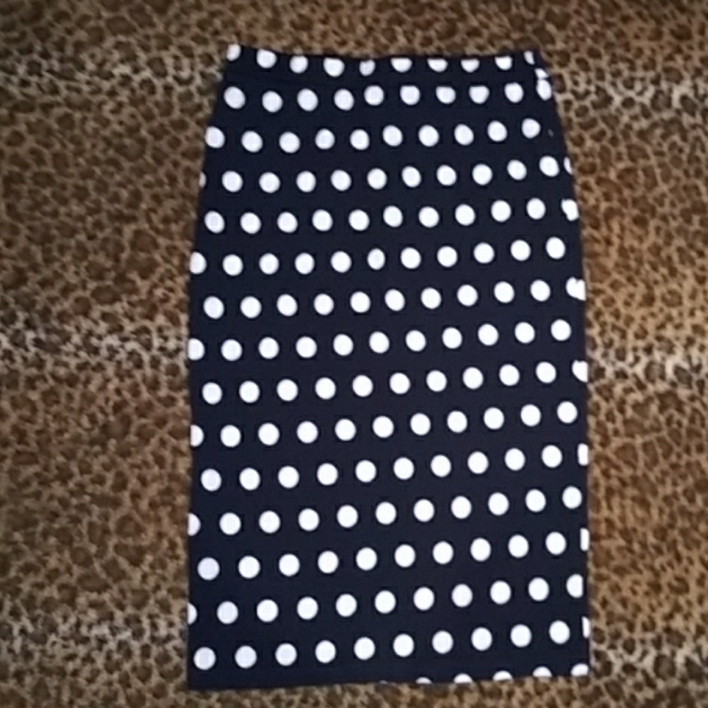 Navy Polka Dot Pencil Skirt